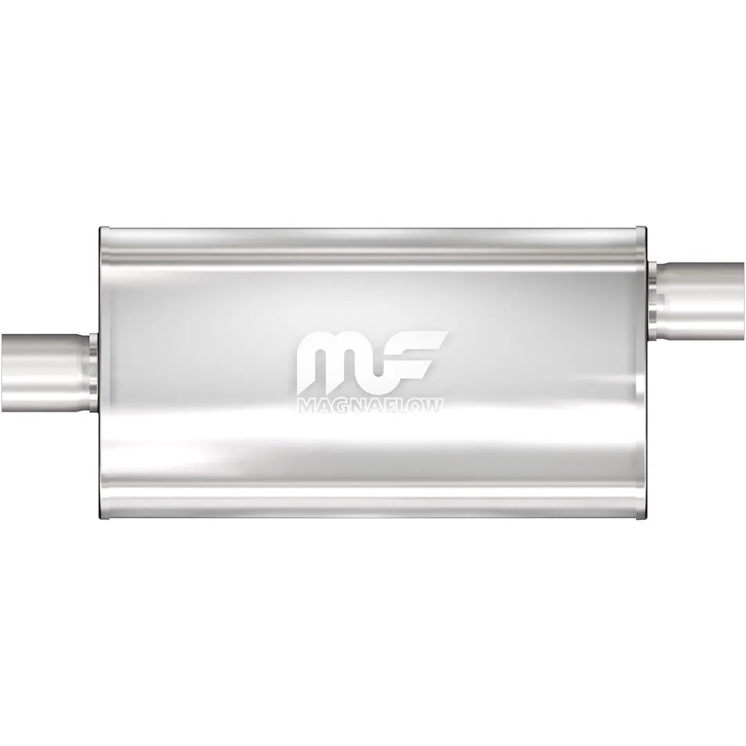 12909 – MAGNAFLOW Exhaust Muffler, 11 Inch Width x 5 Inch Height Oval Stainless Steel Case Single 3-1/2 Inch Offset I...